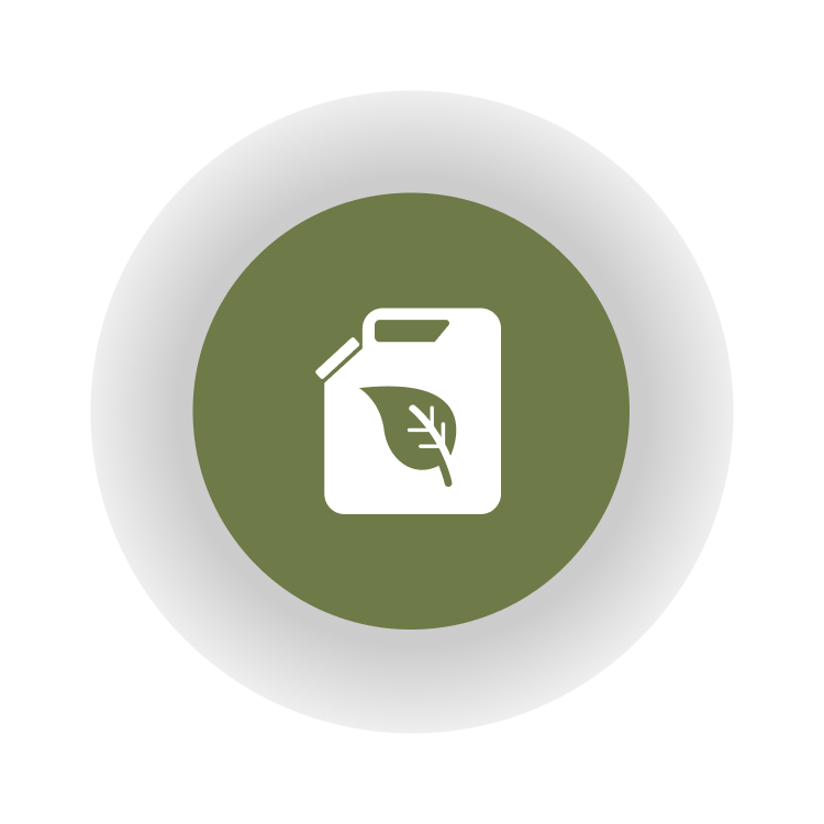 fuel cannister graphic with leaf emblem in middle